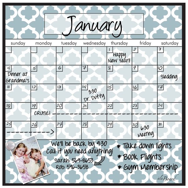 Dry Erase Calendar Magnet Monthly Lattice 15.5" x 15.5"