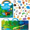 Reusable Sticker Book, 36 Wild Animals Waterproof Stickers Thick Gel Clings Decals Stickers Animals Theme Activity Books Educational Learning Toys for Toddlers Girls Boys Preschooler