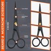 WAJEES Beard Scissors for Men A Complete Set of Grooming Scissors Men, 1 Mustache Comb, & 1 Beard Grooming Comb in a Carrying Pouch Perfect Mustache Scissors, Men’s Facial Hair Scissors