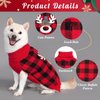 KYEESE Christmas Dog Sweater Reindeer with Leash Hole Dog Sweaters Red Buffalo Check Pet Sweater,L