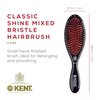 Kent CSMS Classic Shine Small Oval Cushion Straightening Brush - Natural Black Boar Bristle Hair Brush with Nylon Quills - Shine Hair Brush and Scalp Scrubber for Short to Shoulder Length Hair