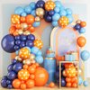 Blue and Orange Balloons Arch Kit, 108 Pcs Orange and Navy Blue Balloon Garland Kit with Metallic Gold Orange Dot Latex Balloons for Kids Boys Cartoon Theme Party Baby Shower Boys Birthday Decorations