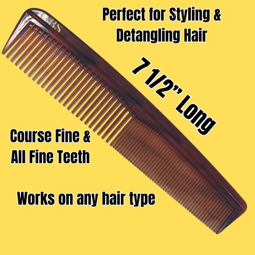 G.B.S 7.5" Styling & Dressing Hair Comb Set - Tortoise Finish All Fine & Coarse Teeth for All Hair Types Detangling & Grooming Combs (5 Pack)