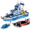 WVINVW City Boat STEM Building Blocks Sets, Compatible with Lego City Police Boat and Ship Playsets, Rescue Boats That Float Toy Building Kit for Boys 6 7 8 9 10 11 12（480 Pcs）