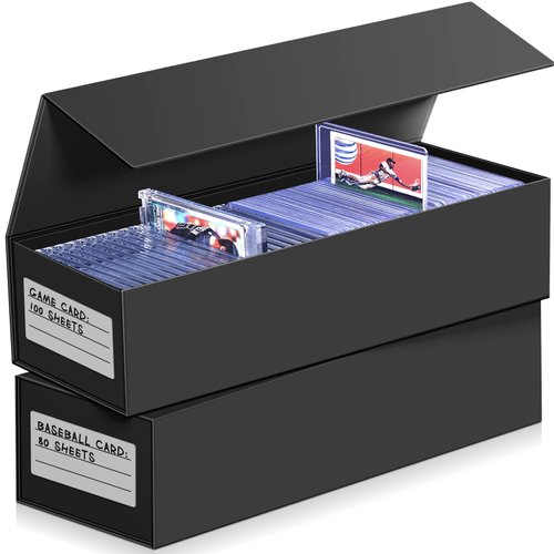 2 Pack Trading Card Storage Box, Magnetic Closure Toploaders Card Storage Protectors Holding 1800+ Sleeved Cards Fit for MTG TCG and Sport Cards