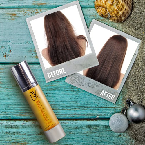 GK HAIR Global Keratin 100% Organic Argan Oil Anti Frizz Hair Serum Pack of 2 (3.4 Fl Oz/100ml) Styling Smoothing Strengthening Hydrating & Nourishing Heat Protection Shine For Frizzy Dry Damaged Hair