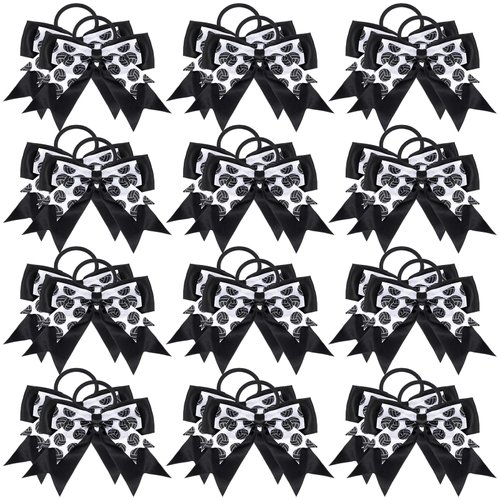 MTLEE Volleyball Hair Ties - 24 Pcs Hair Bow Accessories with Elastic Rope - Creative Gift for Girls, Women, Volleyball Players, Cheerleaders, Sports Fans - 6 Inch Stretchy Hair Band - Black and White