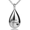 wskvoker Teardrop Cremation Urn Necklace for Ashes ，Urn Jewelry for Women Men Refillable stainless steel waterproof multi-functional souvenir decorated pendant necklace