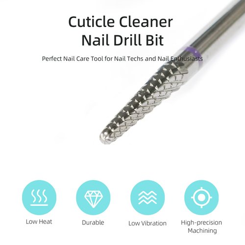 HYTOOS Small Cone Cuticle Clean Nail Drill Bits, 3/32" 2mm Conical Carbide Nail Bit, Professional Safety Under Nails Cleaner for Cuticle Dead Skin, Electric Manicure Accessories, Medium