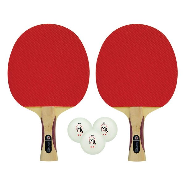 Martin Kilpatrick Vortex Table Tennis Racket 2-Player Set | Pips-Out with Sponge | Red & Black Rubber Surface | 1.5mm Sponge Layer | Flared Handle | Speed: 80 Spin: 70 Control: 80 (202)