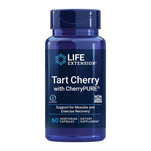 Life Extension Tart Cherry with Cherry Pure – Tart Cherries Extract Powder Capsule Supplement for Rapid Muscle Recovery Support and Uric Acid Management – Non-GMO, Gluten-Free – 60 Capsules