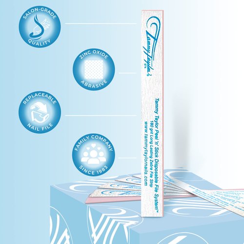 Tammy Taylor Natural Nail Art Files | Peel 'N' Stick Disposable Zebra 180 Grit Nail File with Professional Emery Boards | Gel Polish, Nail Lacquer, Fingernail and Toenail Care | 10 Pack
