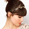 Ainvhh 4 Pieces Elastic Flower Head Chains Gold Leaves Headbands for Women Metal Chain Hair Band Head Pieces Wedding Hair Jewelry Festival Prom Wedding Headpiece for Women and Girls