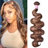 UNice Honey Blonde Highlight Body Wave Human Hair Weave 1 bundle 18 inch, Brazilian Remy Hair Dark Root Ombre Blonde Human Hair Extensions for Sew In TL412 Color