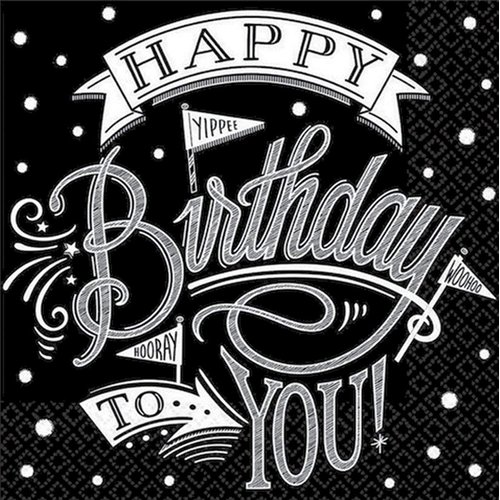 It's Your Birthday Luncheon Napkins, Black