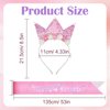 QIUJALE Birthday Girls Headband, Glitter Flower Birthday Crown Sash Set for 4 Year Old Girls Princess Birthday Party Decorations (4th, Headband)