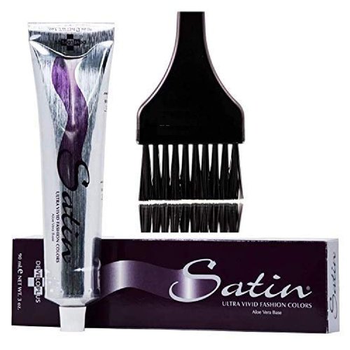 SATIN Hair Color, Developlus Ultra Vivid Fashion Colors (with Sleek Applicator Brush) ALOE VERA BASE Low Ammonia Cream Haircolor Dye (1V Violet Black)