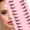 Ptwola 10 Pairs Natural Half False Lashes Self Adhesive Natural Look Cat Eye Lashes Eyelash Extension Kit 3D Fluffy Manga Wispy Long Fake Lash Clusters Supplies for Women Girls Eye Make Up