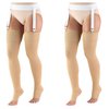 Truform 30-40 mmHg Compression Stockings for Men and Women, Thigh High Length, Open Toe, Medium, 2 Count
