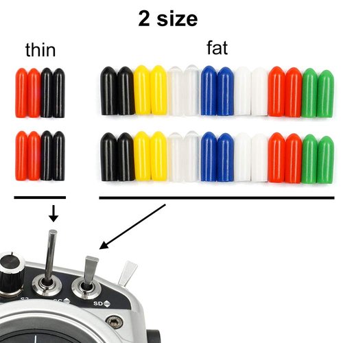 36 PCS RC Transmitter Switch Covers Colorful Rubber Anti-Slipping Cap for Jumper T16 T18 FrSky X9D QX7 Flysky Spektrum DX8e