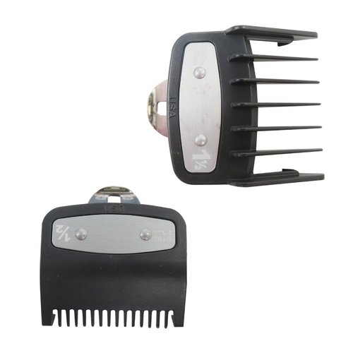 Latest Upgraded 2 Pack Essential Guard Sizes Clipper Guards with Metal Clips for Wahl Clippers - 1 1/2”& 1/2” Sizes (1.5, 4.5 mm) - Fits For Wahl Guide Combs