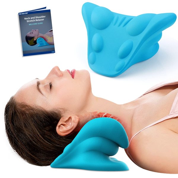 REARAND 3 in 1 Neck Cloud for Neck Pain Relief in Cervical Spine Alignment,Shoulder Pain,Back Lumbar Spine Pain,Neck and Shoulder Relaxer,TMJ Chiropractic,Neck Stretcher,Posture Corrector(Blue)