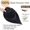 SEGO Hair Toppers for Women Real Human Hair No Bangs 130% Density 10 * 12CM Silk Base 100% Remy Human Hair Clip in Top Wiglet Hair Pieces for Thinning Hair-6 Inch Jet Black
