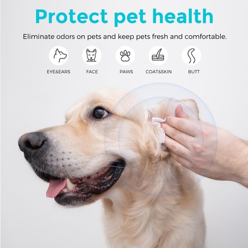 BESTLE Dog Wipes, 100 Count Pet Grooming Wipes, Cleaning and Deodorizing, Pet Wipes for Dog & Cat, Hypoallergenic, Soft and Gentle for Sensitive Skin, Clean Ears, Paws, Body, and Butt, Unscented