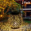 Solar Lanterns Outdoor Hanging Solar Lights Decorative Garden Lights Metal Waterproof Table Lamp for Patio Porch Backyard Pathway (2 Pack)