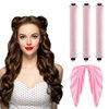 obeoby 4 in 1 Pack Heatless Curling Rod, No Heat Hair Curlers to Sleep in Overnight Curls with Hook Blowout Rods Headband with Silk Scarf Curl Styling Kit for Long Medium Hair, Pink