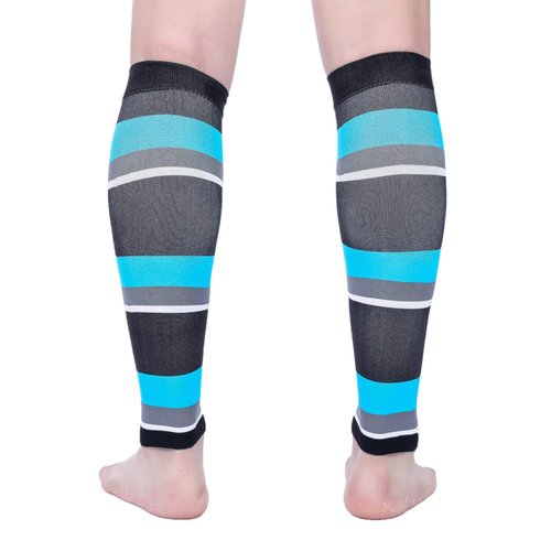 Doc Miller Calf Compression Sleeve Men and Women 20-30 mmHg, Shin Splint Compression Sleeve for Varicose Veins and Maternity 1 Pair ( Black Blue Gray White, Small)