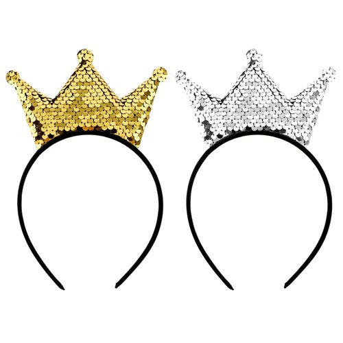 Sibba Queen Crown Sequins Crown Glitter Headband 2Pcs Tiara Crown Gold Hair Hoop Princess Hairbands Cute Hair Accessories Hair Band Clip Fit Women Girls Party Take Photos Decorations Birthday