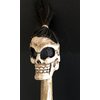 OMA Wooden Hand Crafted Skull Skeleton Walking Cane Stick Halloween Goth Staff Decoration Home Decor XL Size