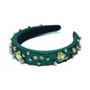 Fashion Green Padded Headband Constellation Birthday Hair Band Zodiac Sign Taurus Crystal Jewled Headband Vintage Hair Accessories
