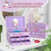 efubaby Musical Jewelry Box for Girls 3 Layer Jewelry Organizer with Drawers Spinning Ballerina Unicorn Design Included Unicorn Jewelry Set Kids Birthday Christmas Gifts for Girls, Purple