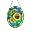 DiuDiuLYU Sunflower Stained Glass Window Hanging Home Decor Suncatchers Indoor Window Gift for Mom Women Flower Lovers