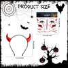 nooepc Glitter Devil Horns Headband With Halloween Tattoos, Red Devil Horns Halloween Costumes for Women Men Girls, Halloween Fancy Devil Accessories Dress Cosplay Hairband-Red