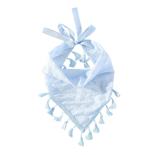 SHENHE Women's Tassel Trim Hair Scarf Headband Eyelet Fringe Triangle Bandana Kerchief Blue One-Size