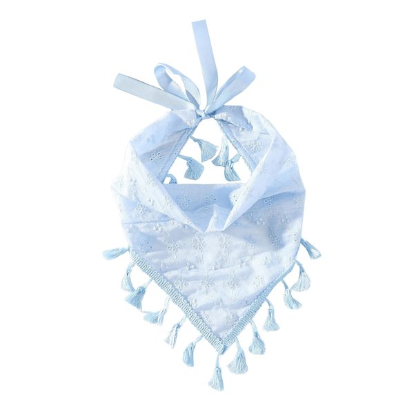 SHENHE Women's Tassel Trim Hair Scarf Headband Eyelet Fringe Triangle Bandana Kerchief Blue One-Size