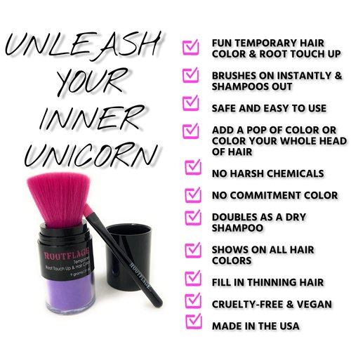 Temporary Hair Color, Fun Colored Hair Powder - Temporary Hair Dye, Root Concealer, Hair Texturizer, Kabuki Applicator with Detail Brush Included (Purple Reign)