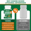 NICMIN Liposomal Artemisinin Supplement 1000mg, Sweet Wormwood Extract with 200mg Quercetin Phytosome, Maximum Absorption for Antioxidant 180 Capsules