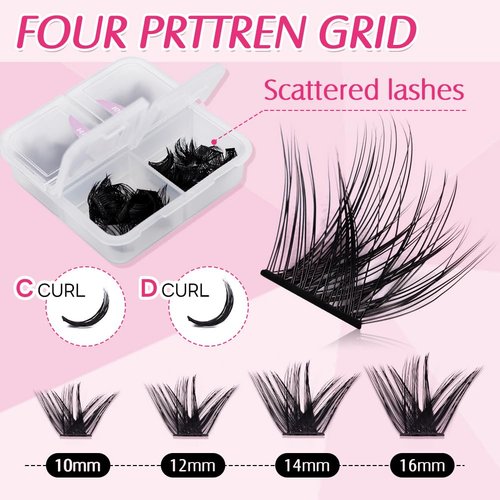 Arison Lash Clusters Eyelashes Lash Clusters, DIY Eyelash Extensions 96 Clusters Lashes, Wispy Lashes Cluster DIY at Home Individual Lashes Eyelash Clusters
