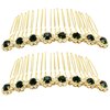 PRETTYLIFE Bridal Crystal Side Combs for Hair 2 Pieces Wedding Flower Alloy Rhinestone French Hair Pins Accessories for Women Girls (Dark Green)