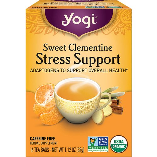 Yogi Tea Sweet Clementine Stress Support Tea, USDA Certified Organic, Non-GMO, 16 Tea Bags per Pack (6 Packs)