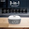 Sharp Sound Machine Alarm Clock with Bluetooth Speaker, 6 High Fidelity Sleep Soundtracks – Soothing Noise Machine for Baby, Adults, Home and Office – White LED