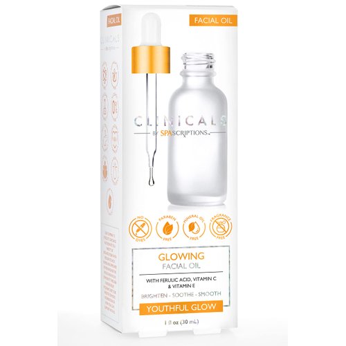 SpaScriptions Clinicals Glowing Facial Oil with Ferulic Acid, Vitamin C, and Vitamin E to Brighten, Soothe and Smooth your Skin to a Youthful Glow