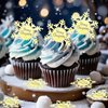 mdgfge 20Pcs Christmas Cupcake Toppers Snowflake Shapes Acrylic Gold Mirror Engraved Cake Topper Snowflake Cake Dessert Decors for Christmas Theme Winter Holiday Party Supplies