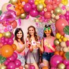 Ouddy Life 178Pcs Tropical Balloons Arch Garland Kit, Luau Tropical Party Decorations with Aloha Pineapple Coconut Hot Pink Aqua Blue Balloons & Palm Leaves for Hawaiian Summer Birthday Supplies