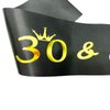 NAUXIUDSJS 30 Fabulous Sash, 30th Birthday Sash, Black Satin Sash with Gold Foil Letter Happy 30th Birthday Accessories Decorations Party Favor