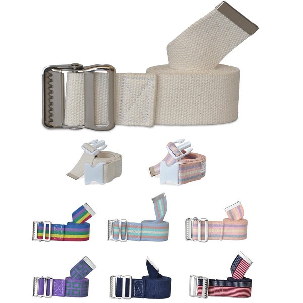 NYOrtho Metal Buckle Gait Belt - Adjustable Machine Washable Strong and Durable Material Latex Free, Natral, 72"